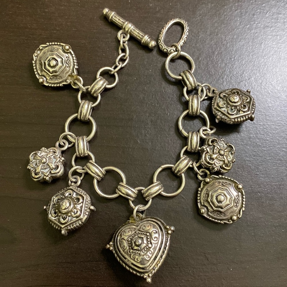 Samara Hearts and Medallions Sterling Silver Toggle Bracelet